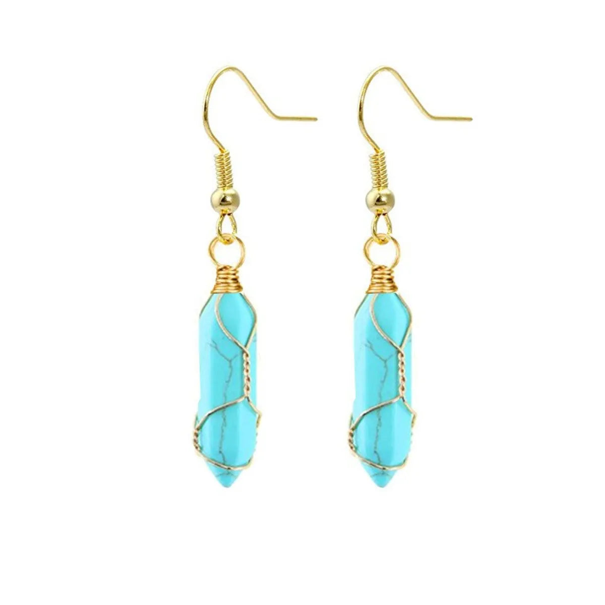 1 Pair Casual Simple Style Geometric Natural Stone Crystal Iron Drop Earrings