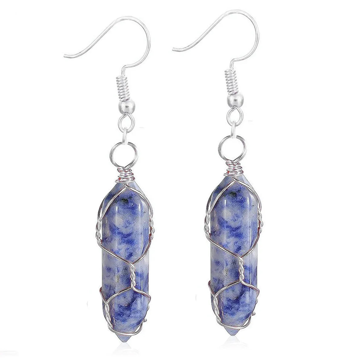 1 Pair Casual Simple Style Geometric Natural Stone Crystal Iron Drop Earrings