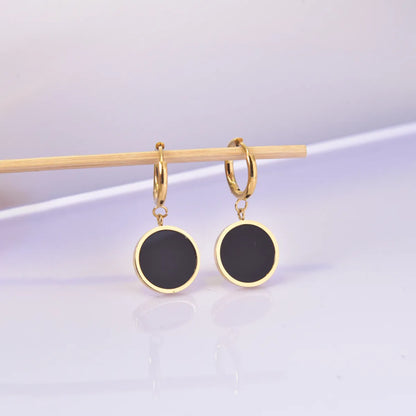 1 Pair Casual Simple Style Geometric Plating Inlay Titanium Steel Zircon 18K Gold Plated Drop Earrings