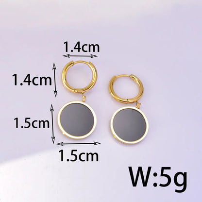 1 Pair Casual Simple Style Geometric Plating Inlay Titanium Steel Zircon 18K Gold Plated Drop Earrings