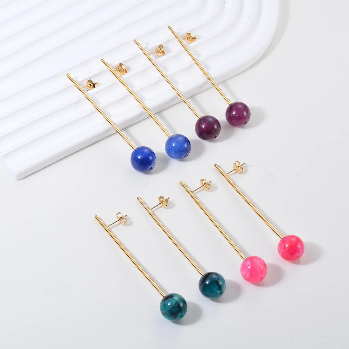 1 Pair Casual Simple Style Geometric Plating Stainless Steel Drop Earrings