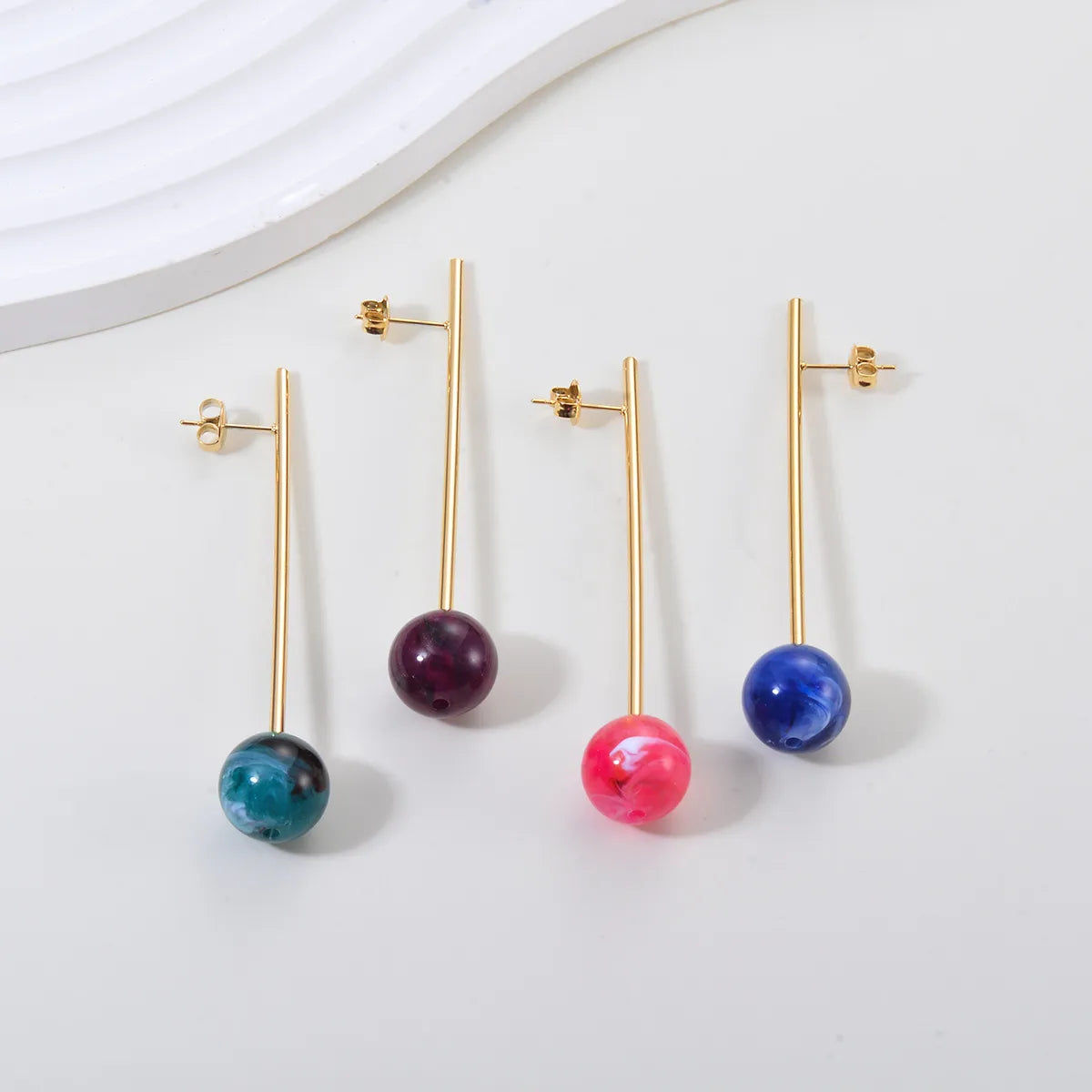 1 Pair Casual Simple Style Geometric Plating Stainless Steel Drop Earrings