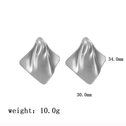 1 Pair Casual Simple Style Geometric Pleated Titanium Steel Ear Studs