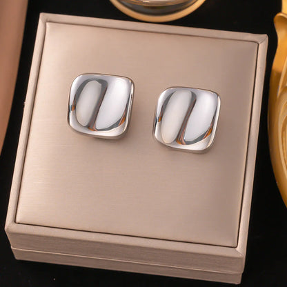 1 Pair Casual Simple Style Geometric Pleated Titanium Steel Ear Studs