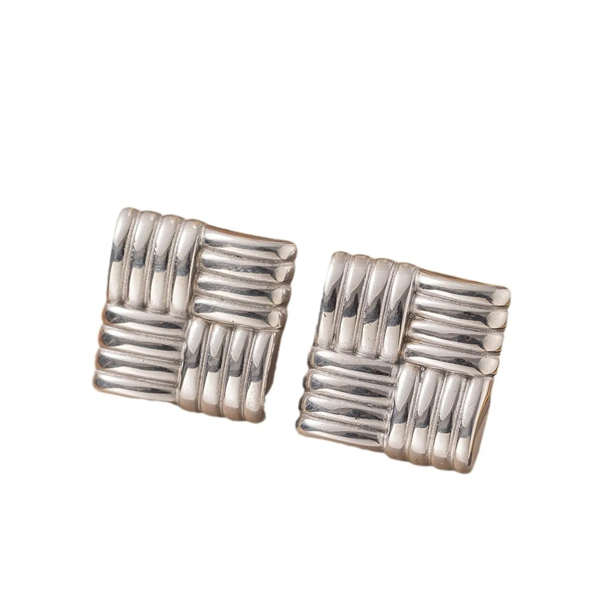 1 Pair Casual Simple Style Geometric Pleated Titanium Steel Ear Studs