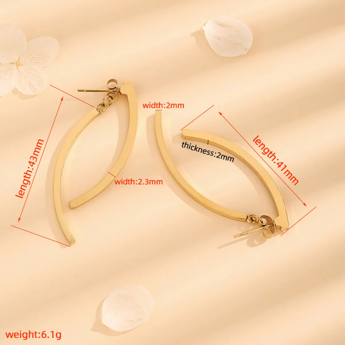 1 Pair Casual Simple Style Geometric Polishing Plating Titanium Steel 18k Gold Plated Drop Earrings