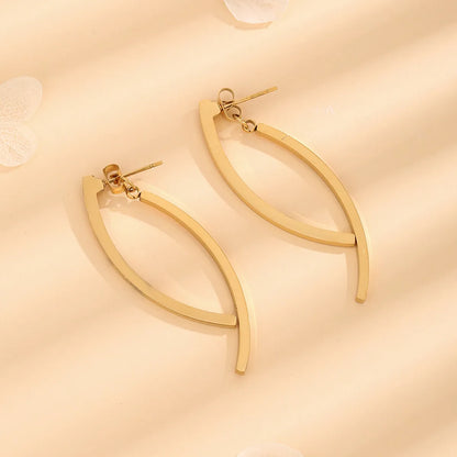 1 Pair Casual Simple Style Geometric Polishing Plating Titanium Steel 18k Gold Plated Drop Earrings