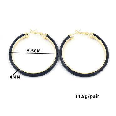 1 Pair Casual Simple Style Geometric Pu Leather Alloy Hoop Earrings