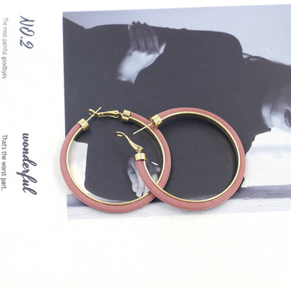 1 Pair Casual Simple Style Geometric Pu Leather Alloy Hoop Earrings