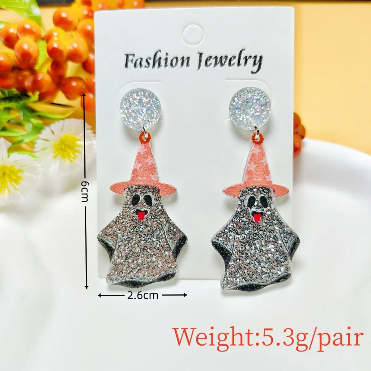 1 Pair Casual Simple Style Geometric Pumpkin Star Stoving Varnish Arylic Drop Earrings