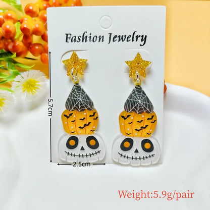 1 Pair Casual Simple Style Geometric Pumpkin Star Stoving Varnish Arylic Drop Earrings