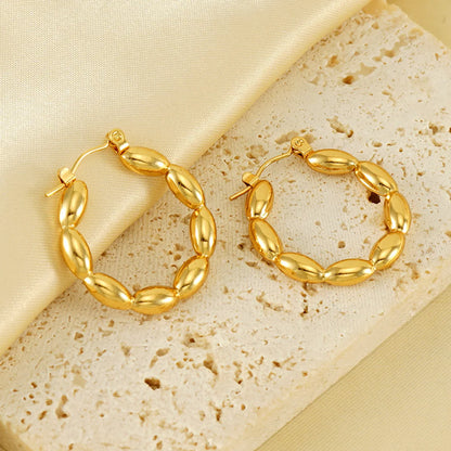 1 Pair Casual Simple Style Geometric Round Heart Shape 304 Stainless Steel 18K Gold Plated Earrings