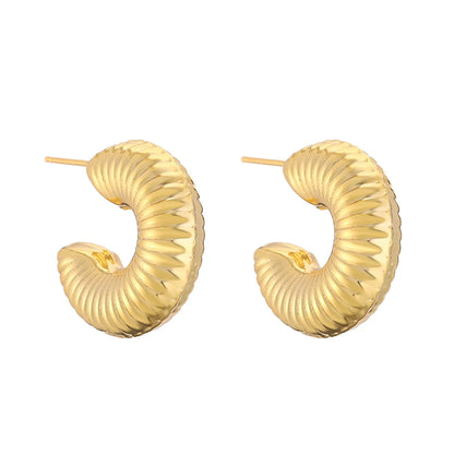 1 Pair Casual Simple Style Geometric Side Stripe Plating Copper 18k Gold Plated Ear Studs