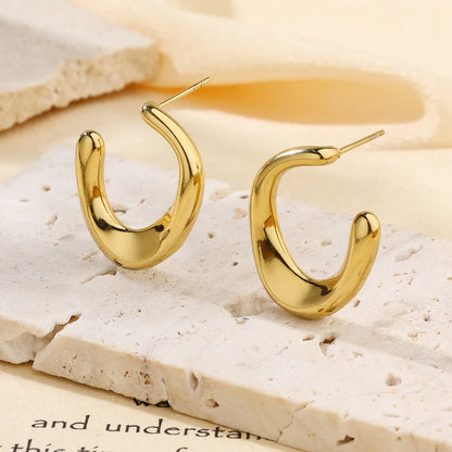 1 Pair Casual Simple Style Geometric Solid Color 304 Stainless Steel 18K Gold Plated Ear Studs