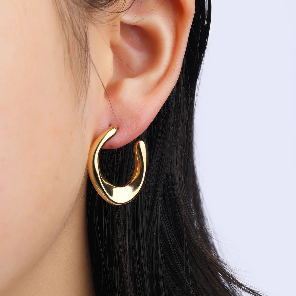 1 Pair Casual Simple Style Geometric Solid Color 304 Stainless Steel 18K Gold Plated Ear Studs