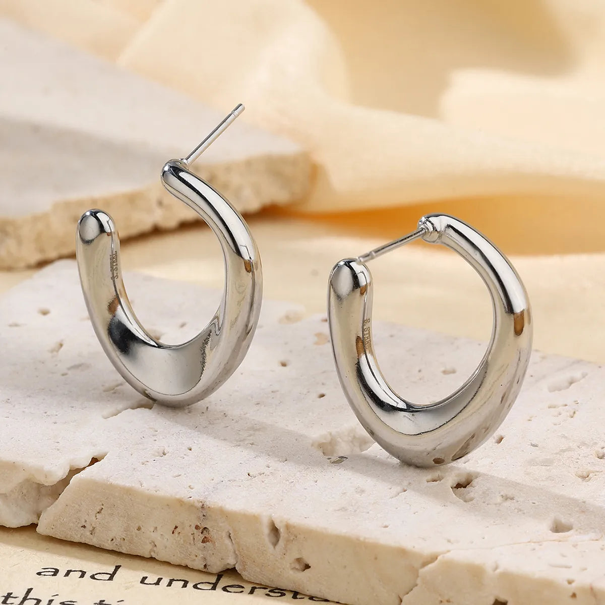 1 Pair Casual Simple Style Geometric Solid Color 304 Stainless Steel 18K Gold Plated Ear Studs