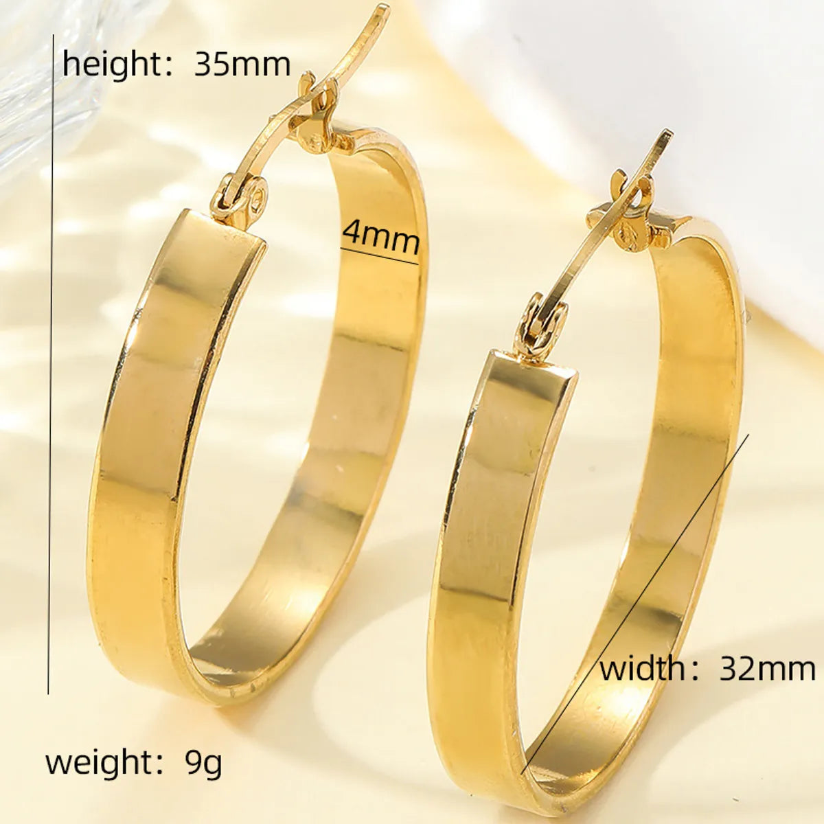 1 Pair Casual Simple Style Geometric Solid Color Plating Titanium Steel Earrings