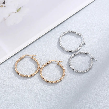 1 Pair Casual Simple Style Geometric Stainless Steel Hoop Earrings