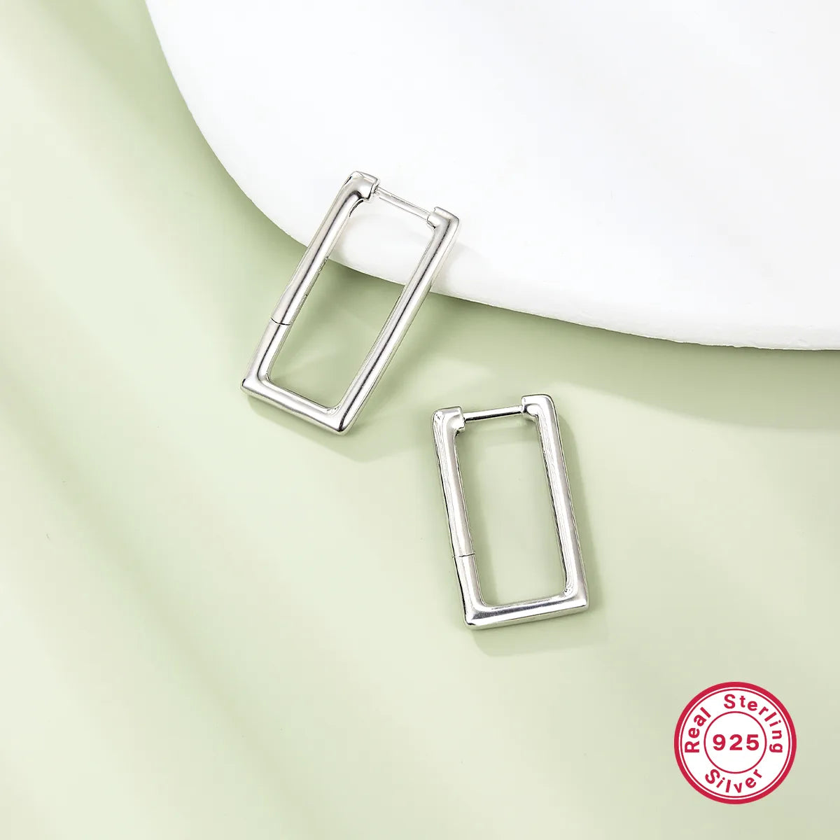 1 Pair Casual Simple Style Geometric Sterling Silver White Gold Plated Hoop Earrings