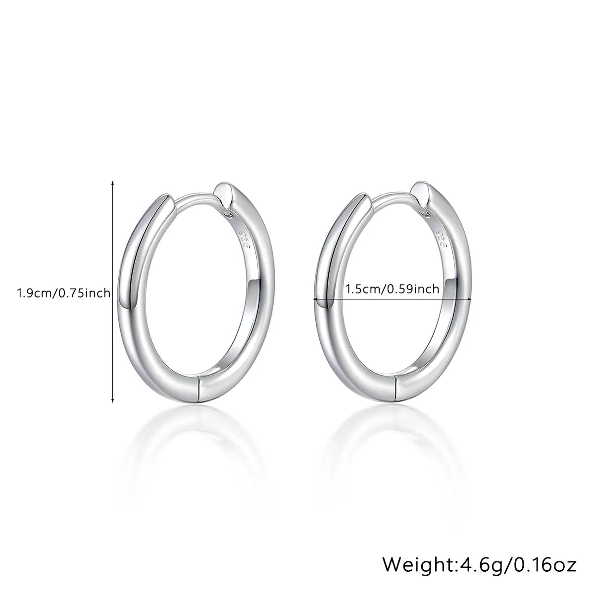 1 Pair Casual Simple Style Geometric Sterling Silver White Gold Plated Hoop Earrings