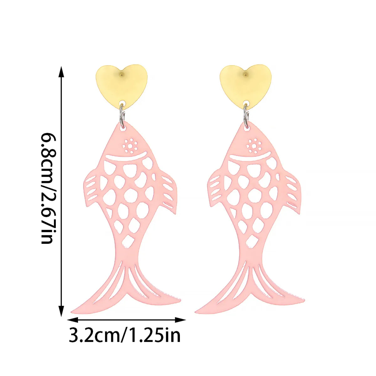 1 Pair Casual Simple Style Heart Shape Fish Hollow Out Arylic Drop Earrings