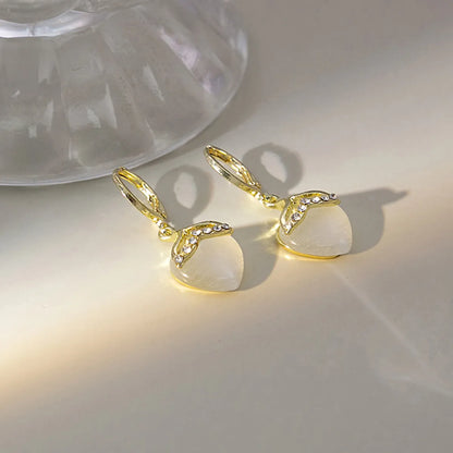 1 Pair Casual Simple Style Heart Shape Flower Bow Knot Enamel Plating Inlay Alloy Rhinestones Pearl Drop Earrings