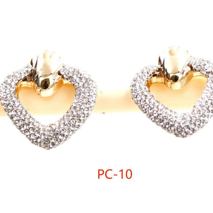 1 Pair Casual Simple Style Heart Shape Inlay Alloy Rhinestones Ear Studs