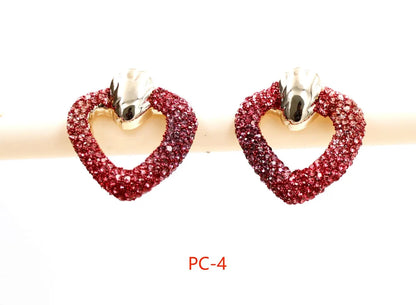 1 Pair Casual Simple Style Heart Shape Inlay Alloy Rhinestones Ear Studs