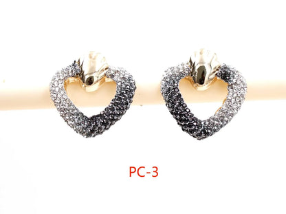 1 Pair Casual Simple Style Heart Shape Inlay Alloy Rhinestones Ear Studs