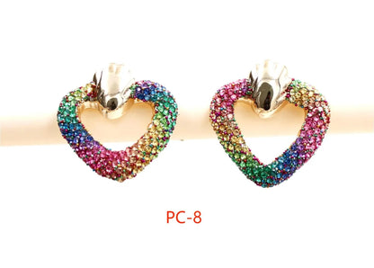 1 Pair Casual Simple Style Heart Shape Inlay Alloy Rhinestones Ear Studs