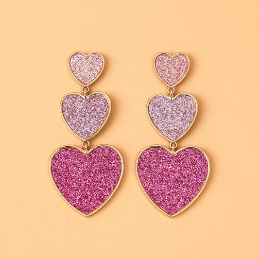 1 Pair Casual Simple Style Heart Shape Plating Alloy Drop Earrings