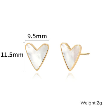 1 Pair Casual Simple Style Heart Shape Plating Inlay Stainless Steel Shell Gold Plated Ear Studs