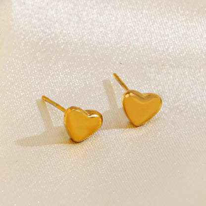 1 Pair Casual Simple Style Heart Shape Plating 304 Stainless Steel 18K Gold Plated Ear Studs