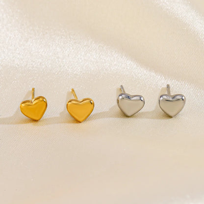 1 Pair Casual Simple Style Heart Shape Plating 304 Stainless Steel 18K Gold Plated Ear Studs