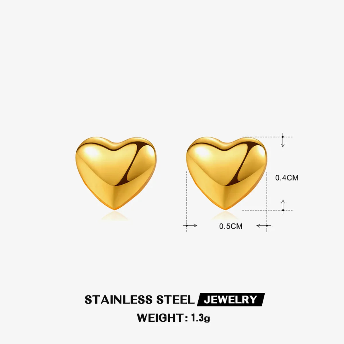 1 Pair Casual Simple Style Heart Shape Plating 304 Stainless Steel 18K Gold Plated Ear Studs