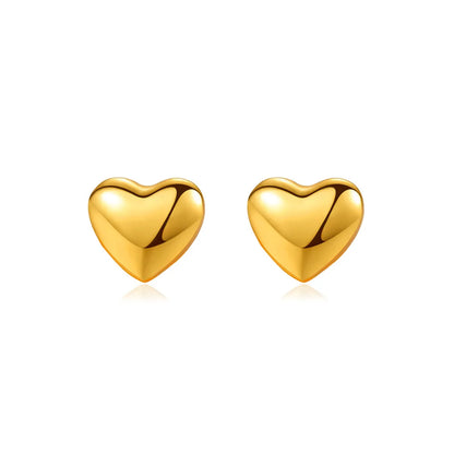 1 Pair Casual Simple Style Heart Shape Plating 304 Stainless Steel 18K Gold Plated Ear Studs