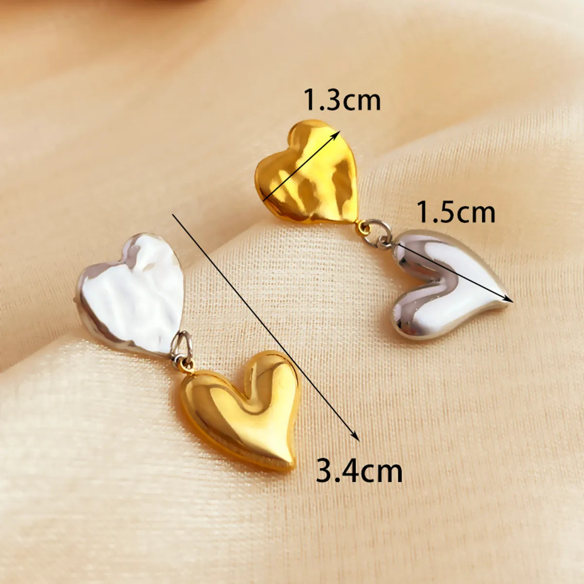 1 Pair Casual Simple Style Heart Shape Polishing 304 Stainless Steel 18K Gold Plated Drop Earrings