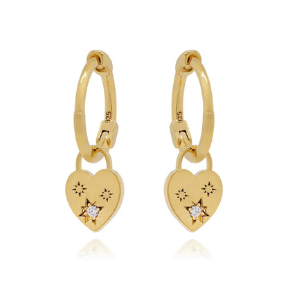 1 Pair Casual Simple Style Hexagram Heart Shape Plating Inlay Copper Zircon 18k Gold Plated Hoop Earrings Drop Earrings Ear Cuffs