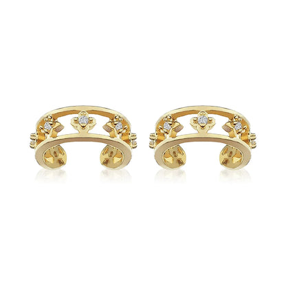 1 Pair Casual Simple Style Hexagram Heart Shape Plating Inlay Copper Zircon 18k Gold Plated Hoop Earrings Drop Earrings Ear Cuffs