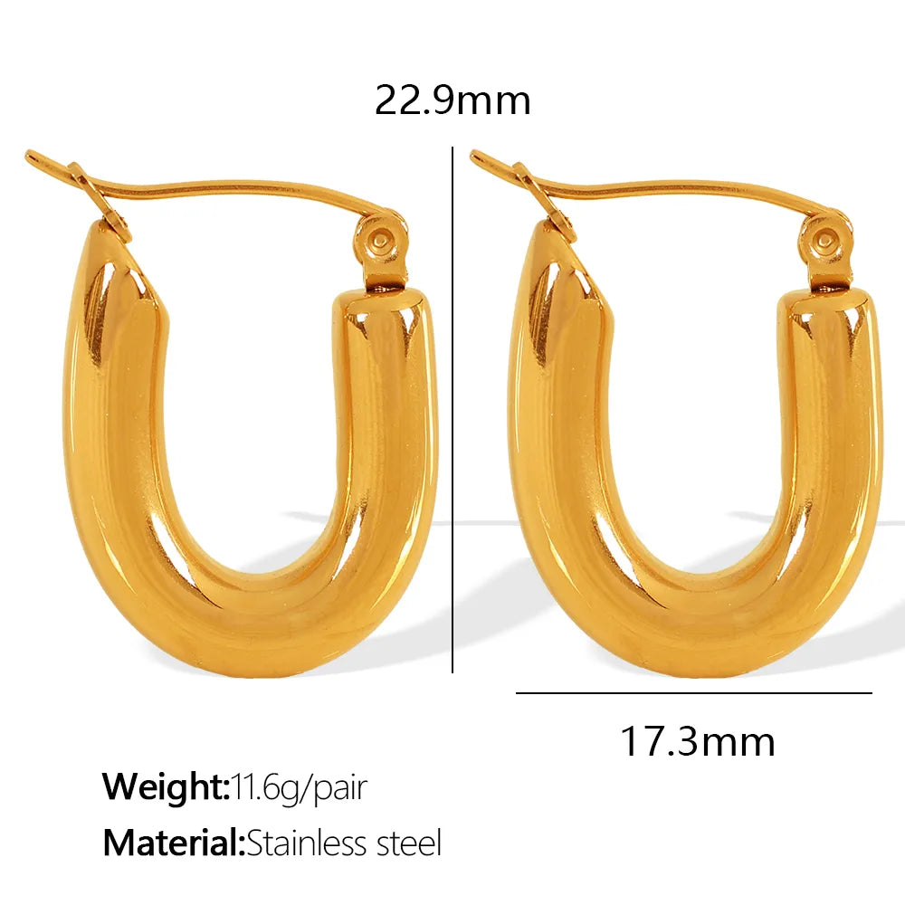 1 Pair Casual Simple Style IG Style U Shape Round Polishing 304 Stainless Steel 18K Gold Plated Earrings