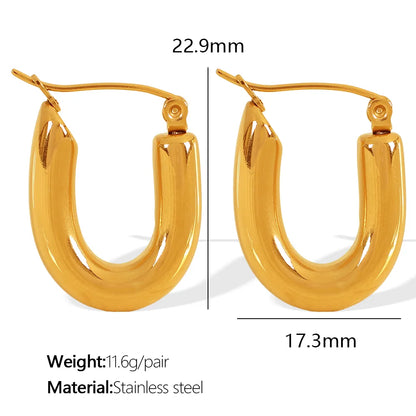 1 Pair Casual Simple Style IG Style U Shape Round Polishing 304 Stainless Steel 18K Gold Plated Earrings