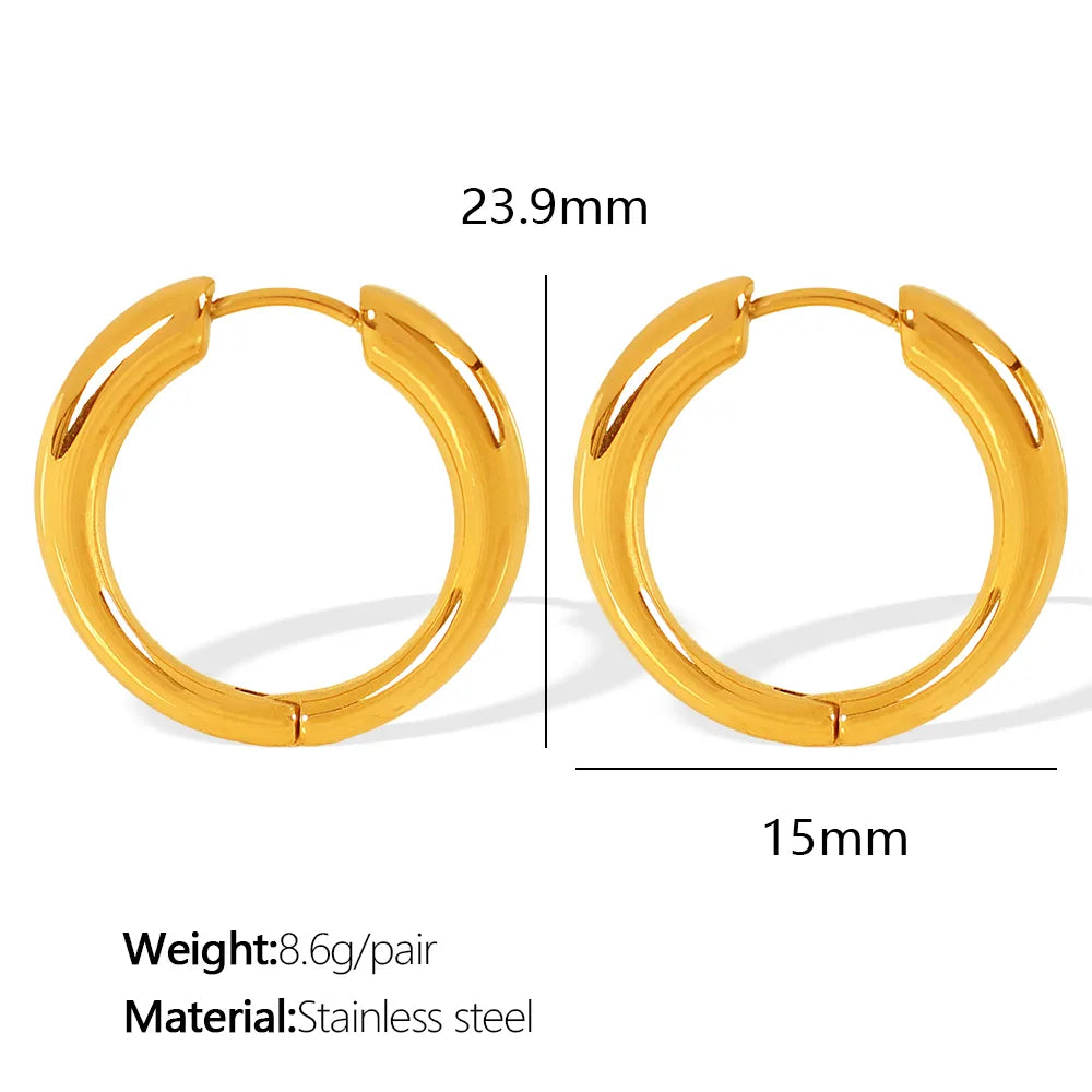 1 Pair Casual Simple Style IG Style U Shape Round Polishing 304 Stainless Steel 18K Gold Plated Earrings