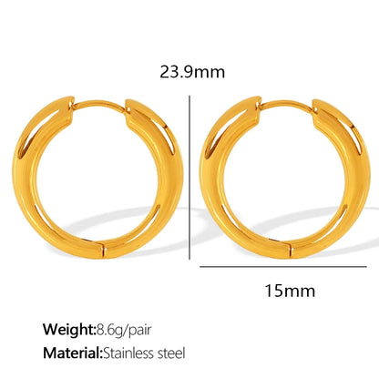 1 Pair Casual Simple Style IG Style U Shape Round Polishing 304 Stainless Steel 18K Gold Plated Earrings