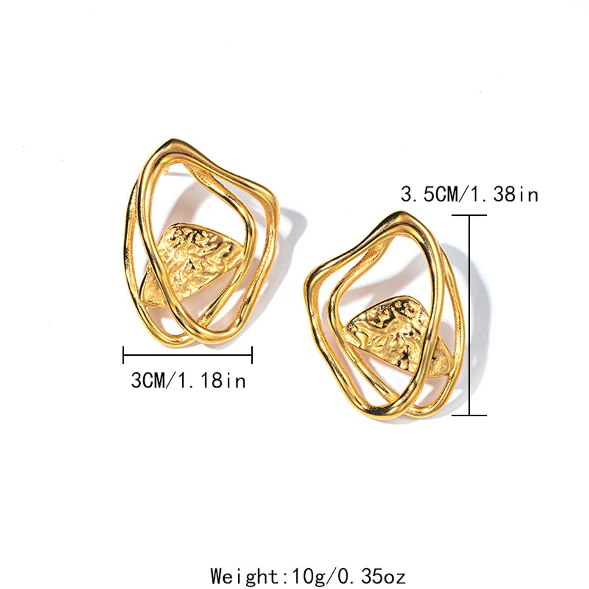 1 Pair Casual Simple Style Irregular Hollow Out 304 Stainless Steel 14K Gold Plated Ear Studs