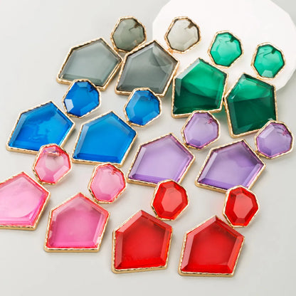 1 Pair Casual Simple Style Irregular Inlay Alloy Resin Drop Earrings