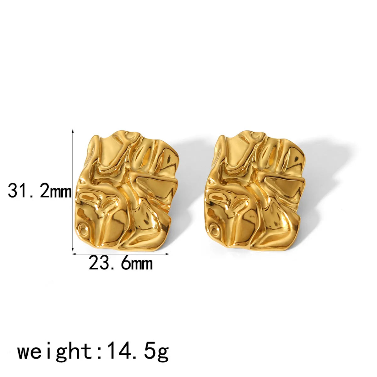 1 Pair Casual Simple Style Irregular Plating Pleated Titanium Steel Ear Studs