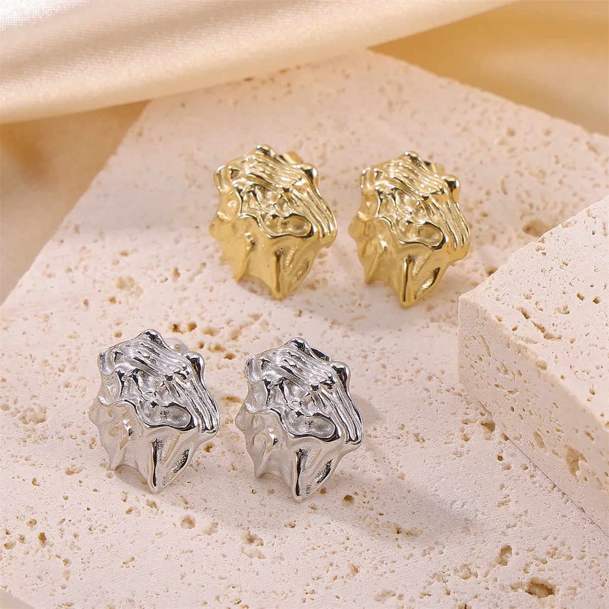 1 Pair Casual Simple Style Irregular Solid Color 304 Stainless Steel 18K Gold Plated Ear Studs