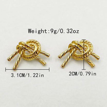 1 Pair Casual Simple Style Knot Polishing Plating 304 Stainless Steel 14K Gold Plated Ear Studs