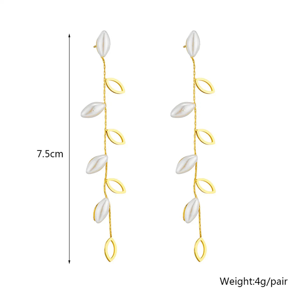 1 Pair Casual Simple Style Leaf Plating Titanium Steel Drop Earrings