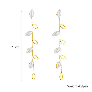 1 Pair Casual Simple Style Leaf Plating Titanium Steel Drop Earrings